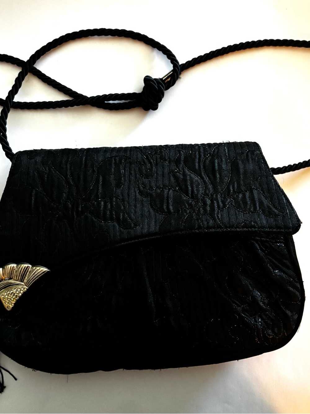 Barbara Bolan Black Quilted Crossbody Bag with Silver Accent